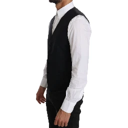 Blue Wool Waistcoat Formal Gilet Vest