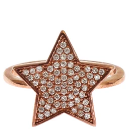 Womens Clear CZ Star 925 Silver Ring