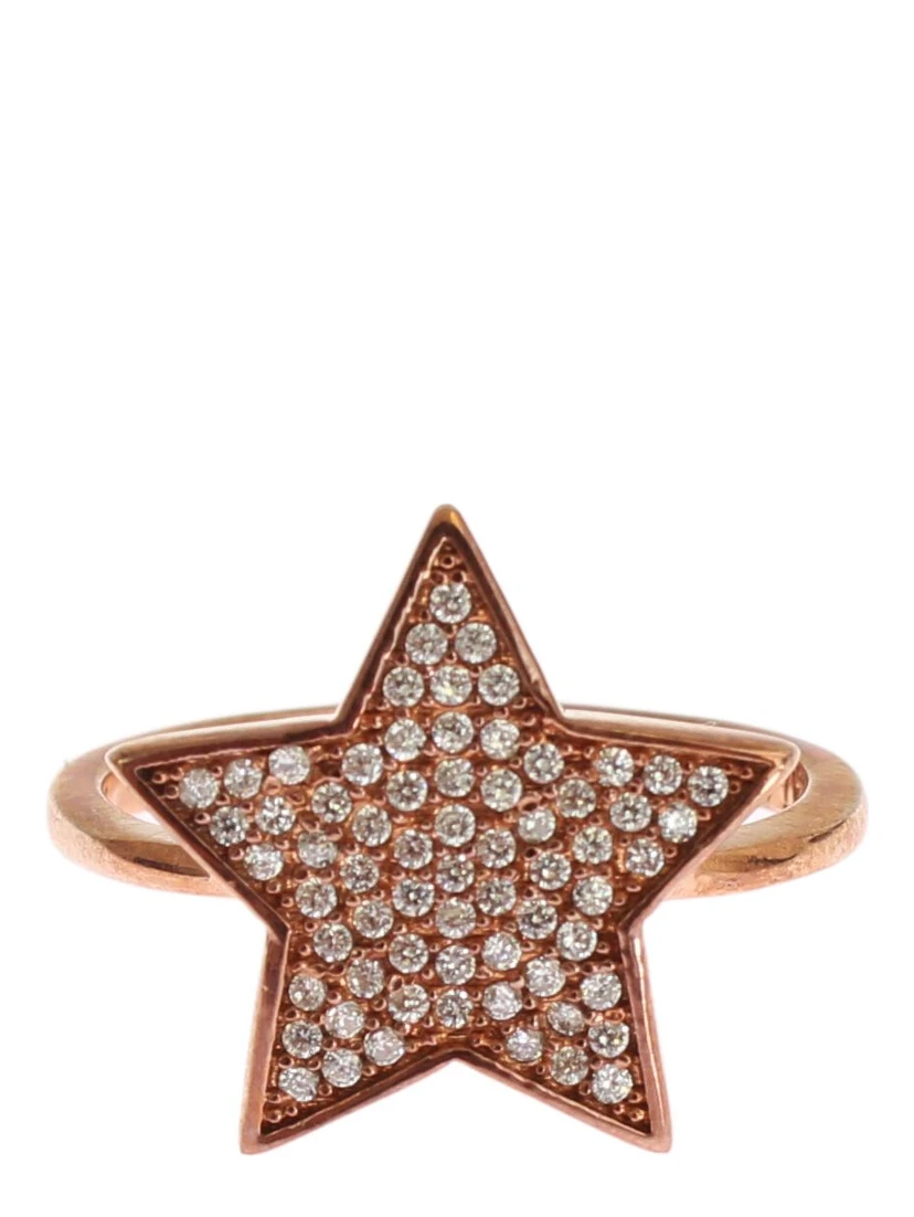 Womens Clear CZ Star 925 Silver Ring