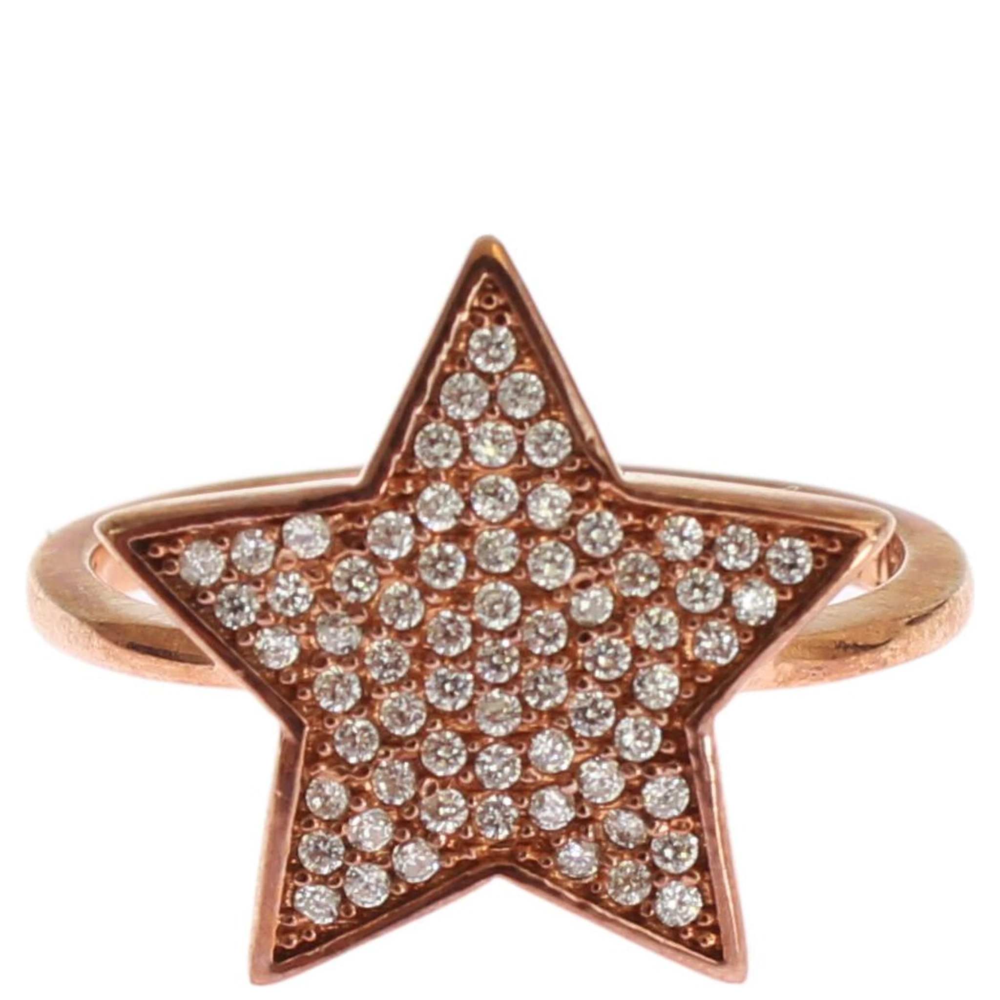 Womens Clear CZ Star 925 Silver Ring