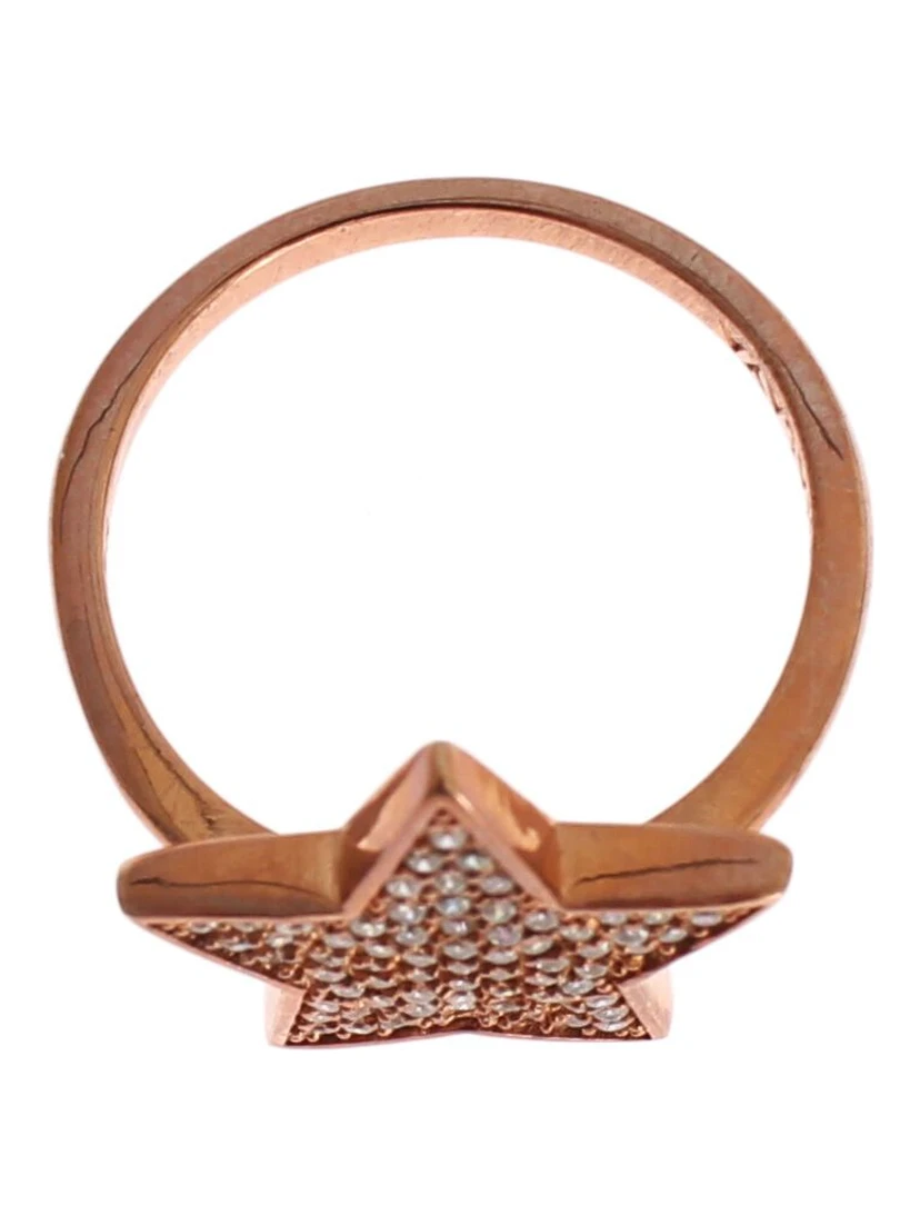 Womens Clear CZ Star 925 Silver Ring