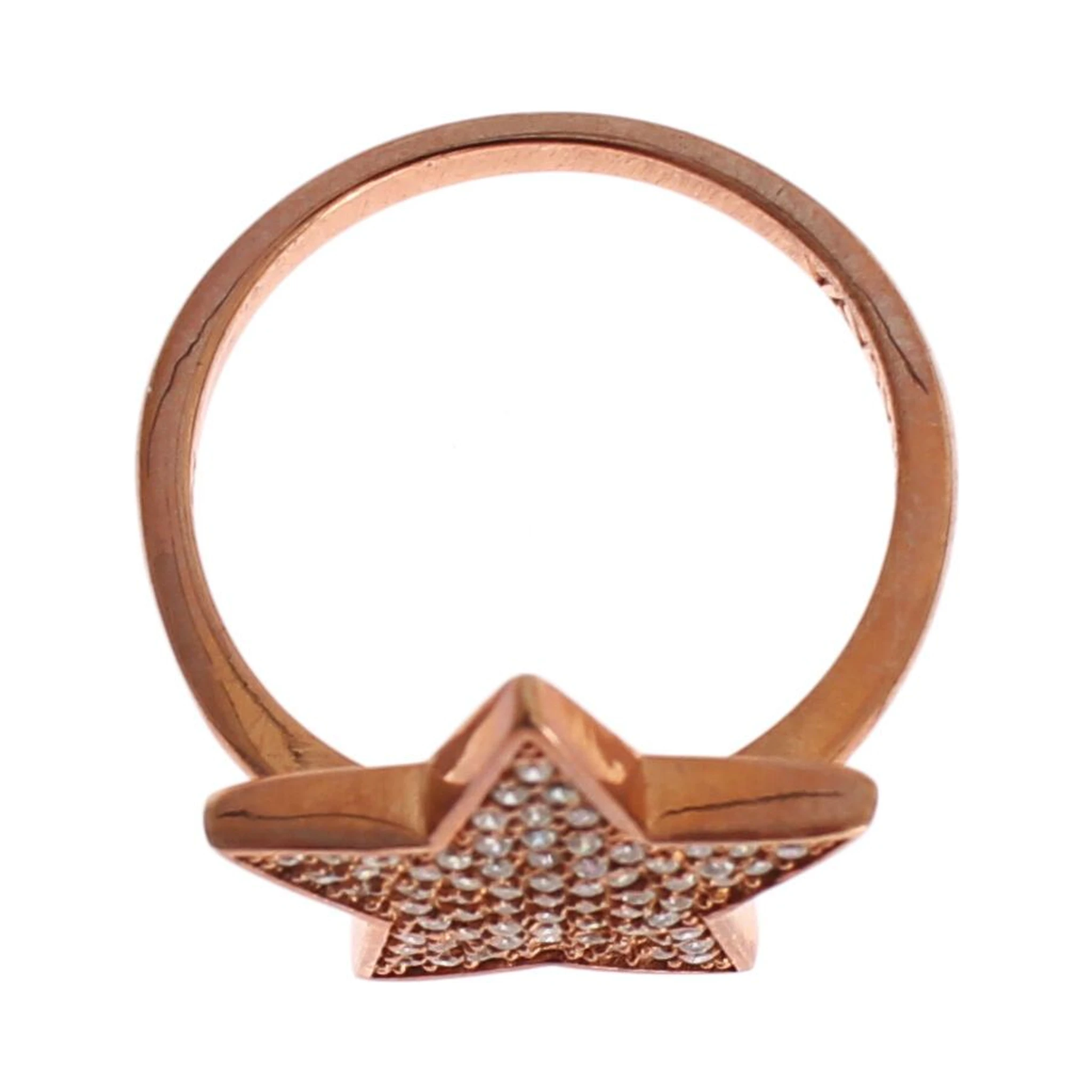 Womens Clear CZ Star 925 Silver Ring