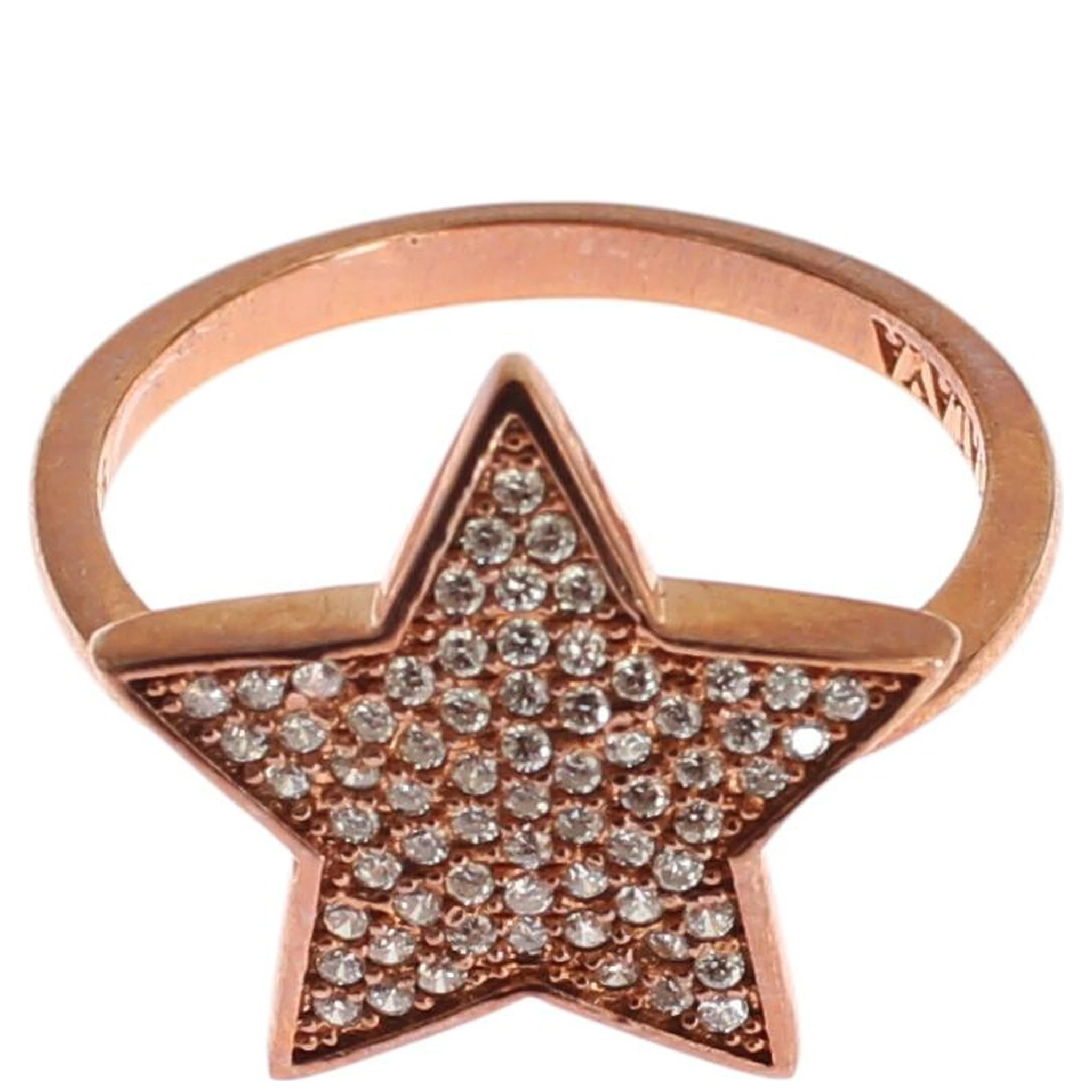 Womens Clear CZ Star 925 Silver Ring