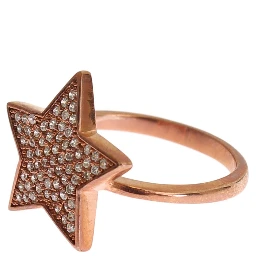 Womens Clear CZ Star 925 Silver Ring
