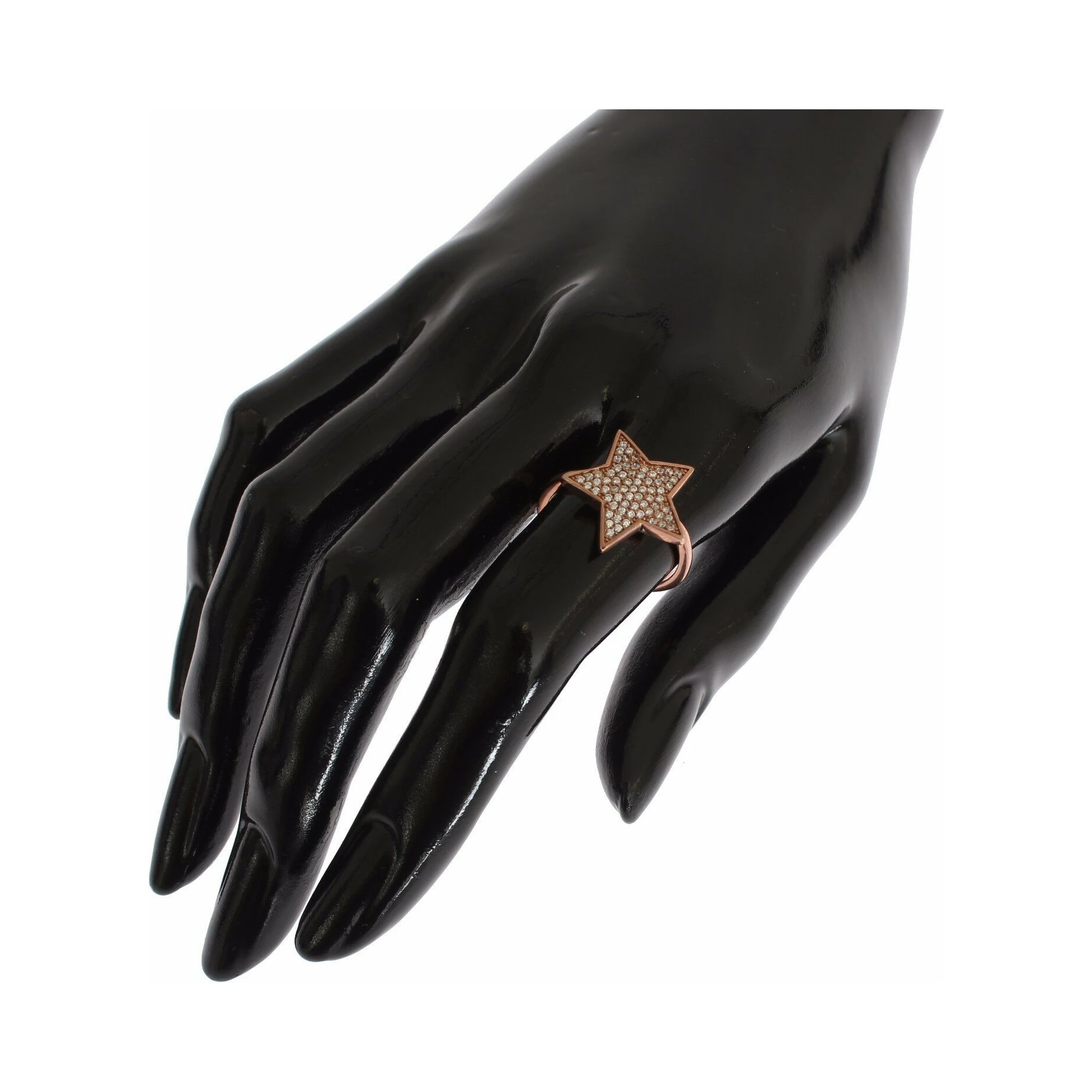 Womens Clear CZ Star 925 Silver Ring