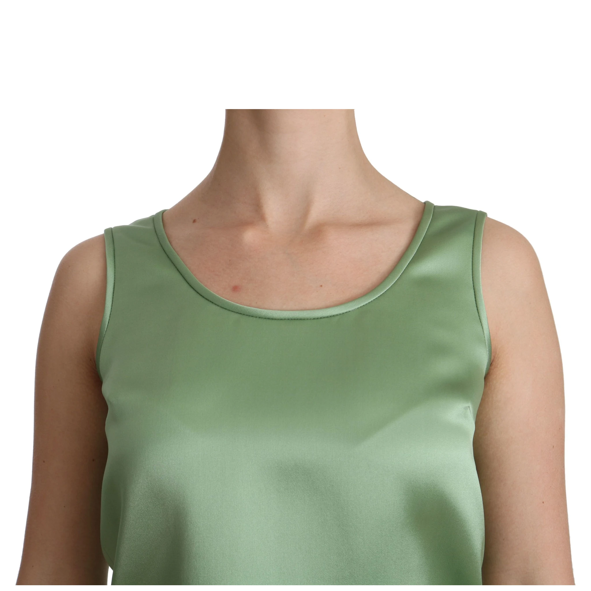 Green Sleeveless 100% Silk Top Tank Blouse