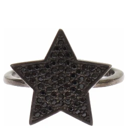 Black CZ Star 925 Silver Womens Ring