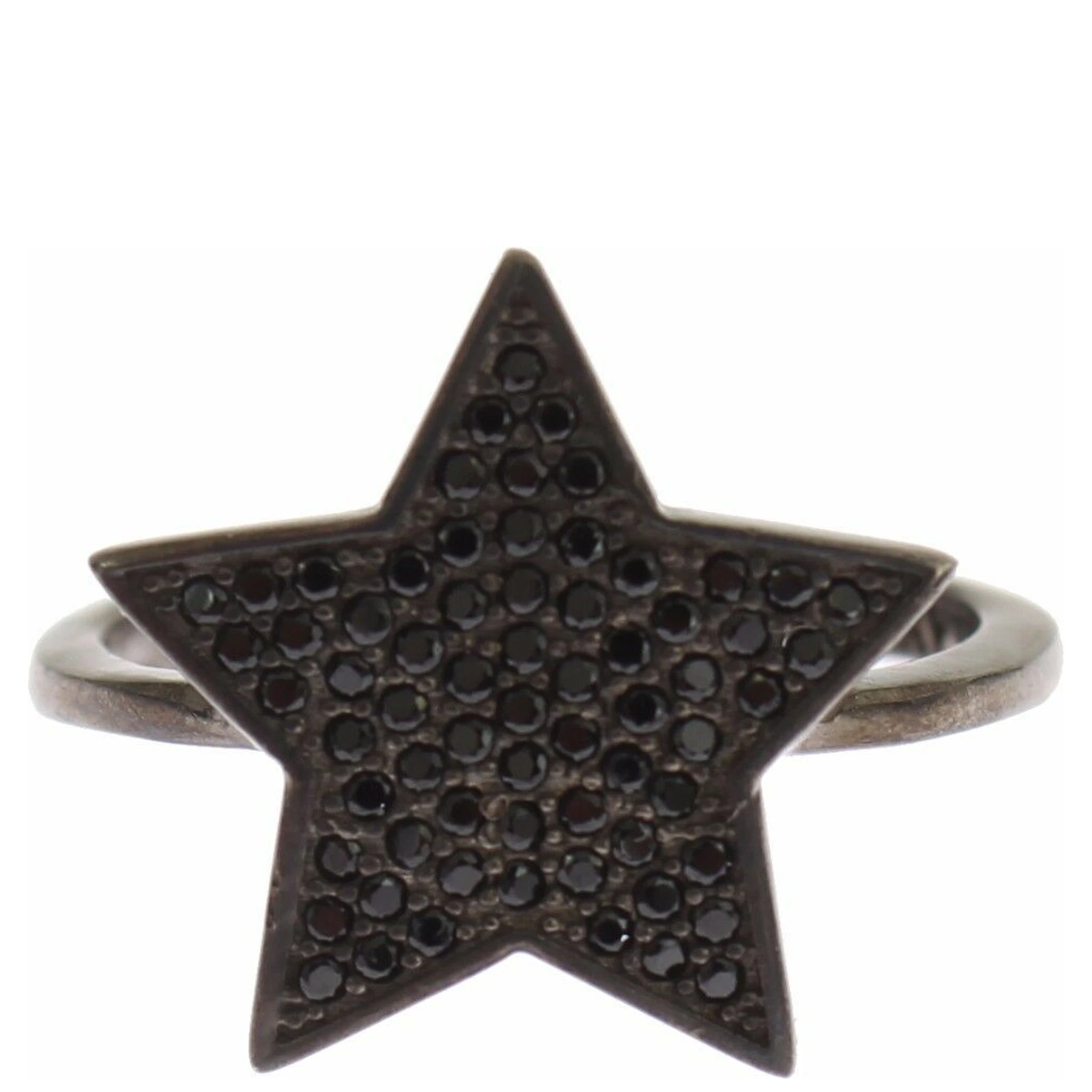 Black CZ Star 925 Silver Womens Ring