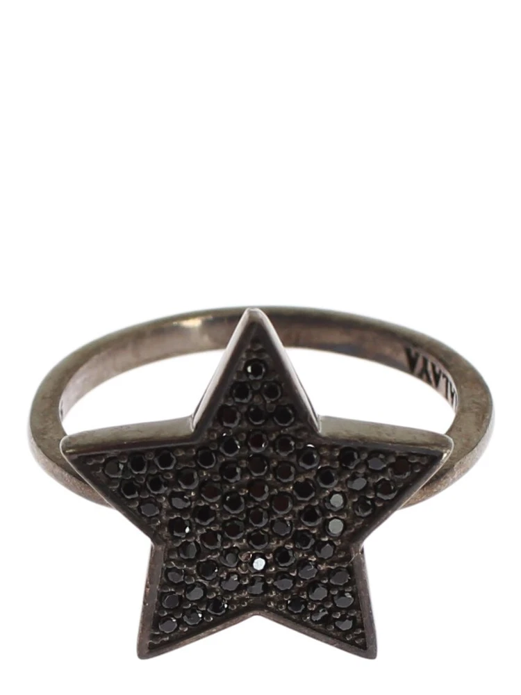 Black CZ Star 925 Silver Womens Ring alternative