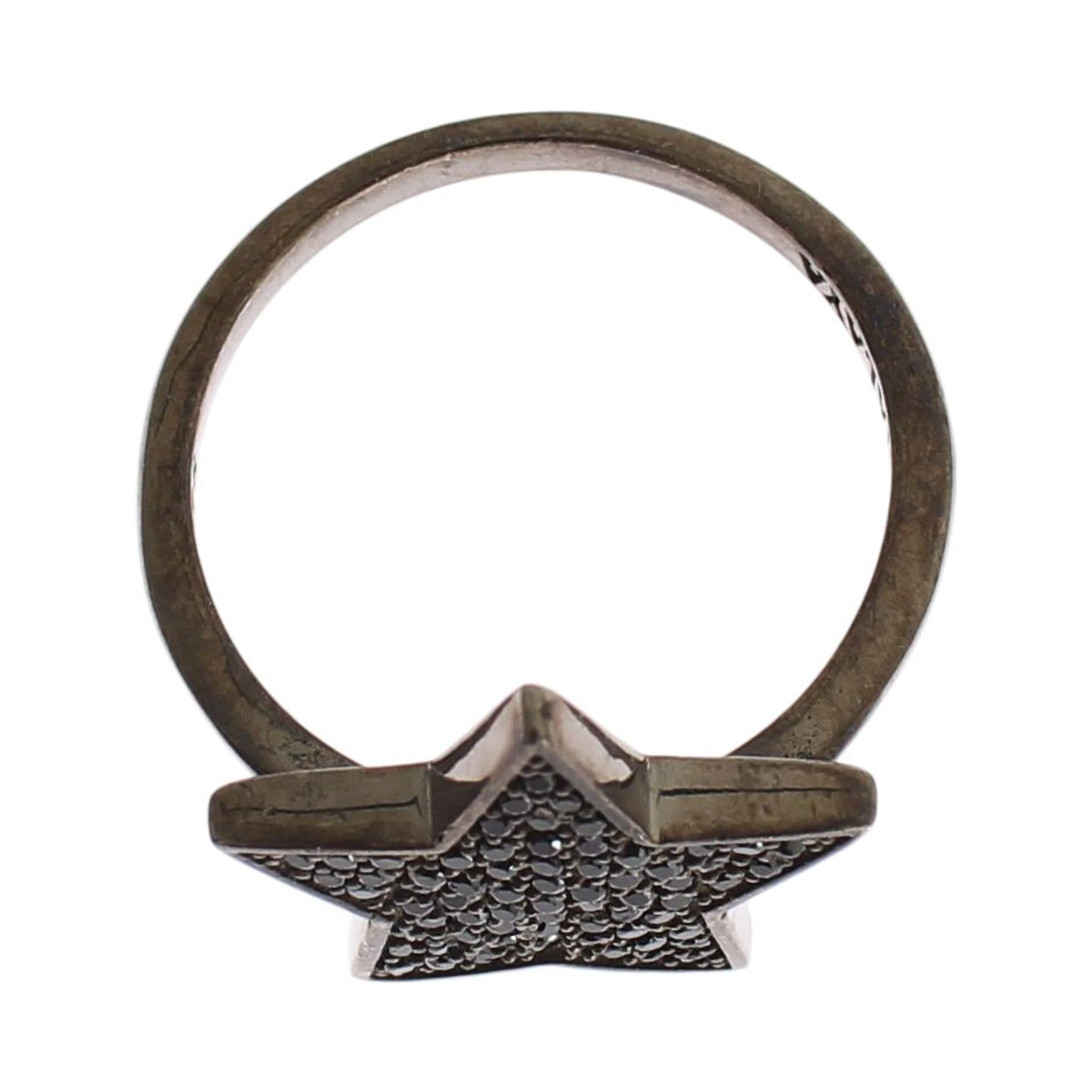 Black CZ Star 925 Silver Womens Ring