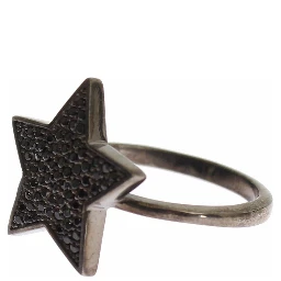 Black CZ Star 925 Silver Womens Ring