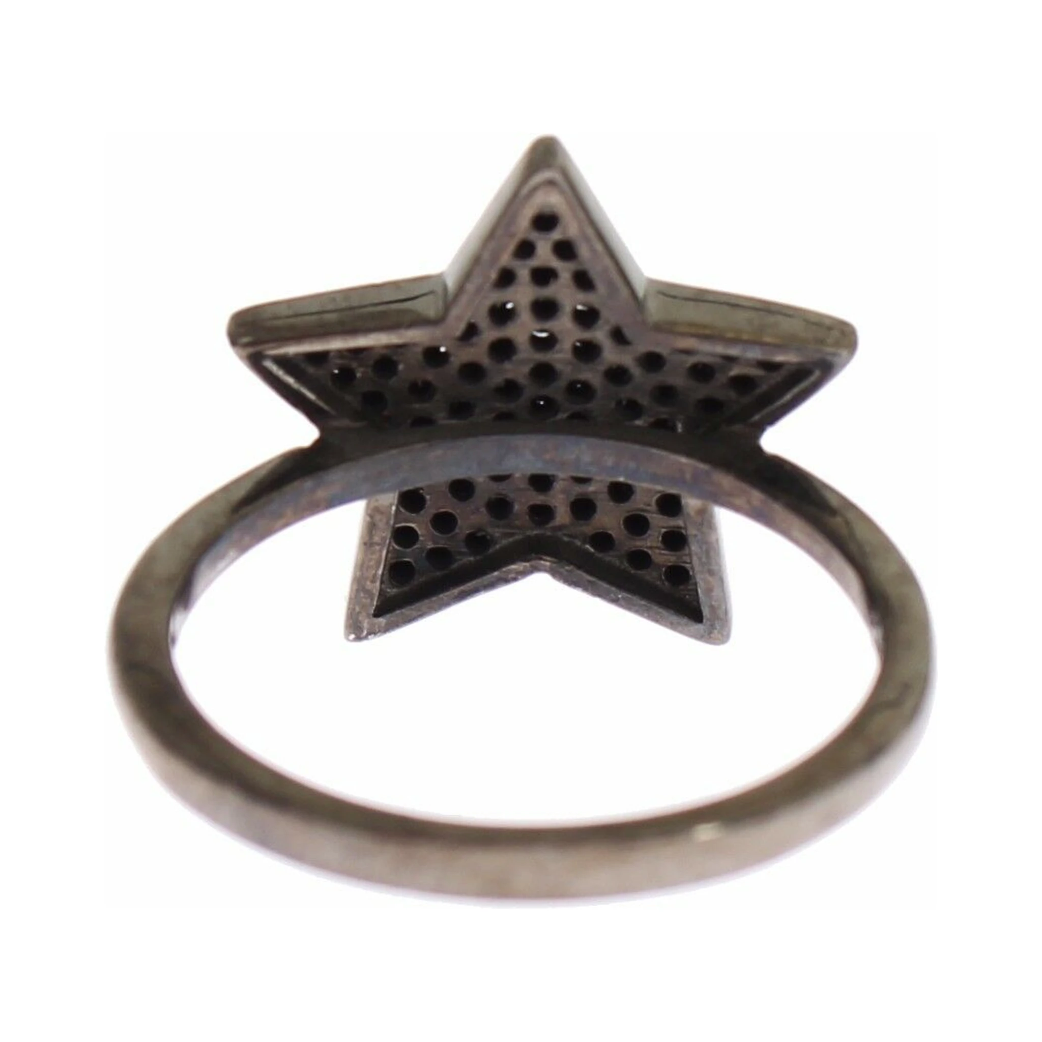 Black CZ Star 925 Silver Womens Ring