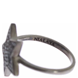 Black CZ Star 925 Silver Womens Ring