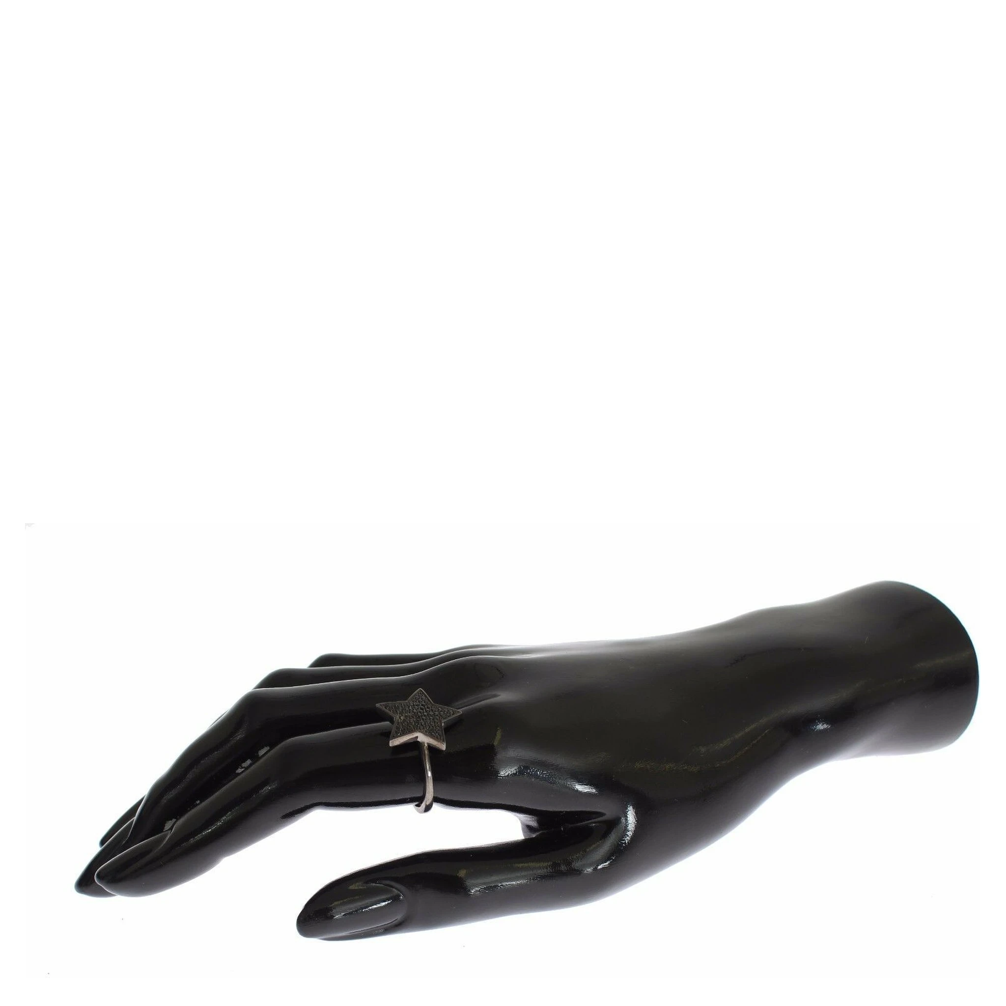 Black CZ Star 925 Silver Womens Ring