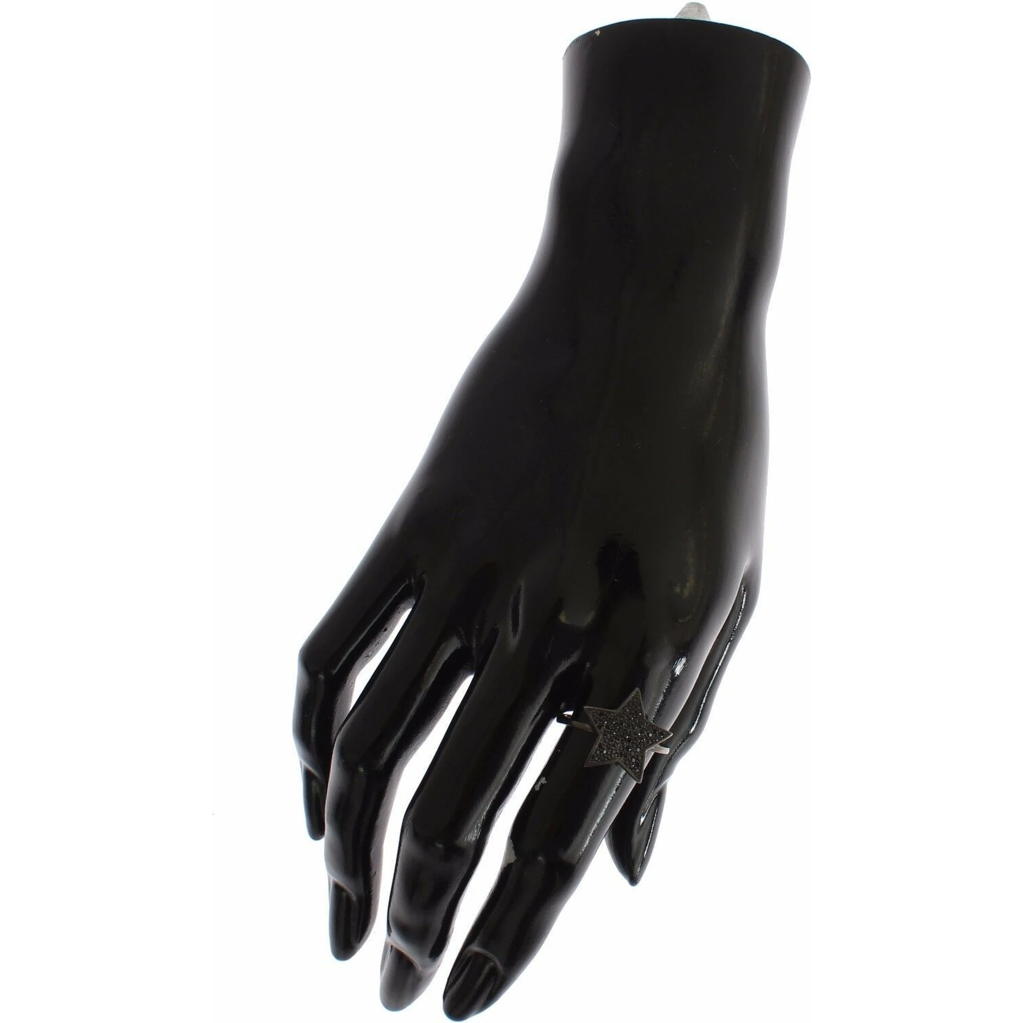 Black CZ Star 925 Silver Womens Ring