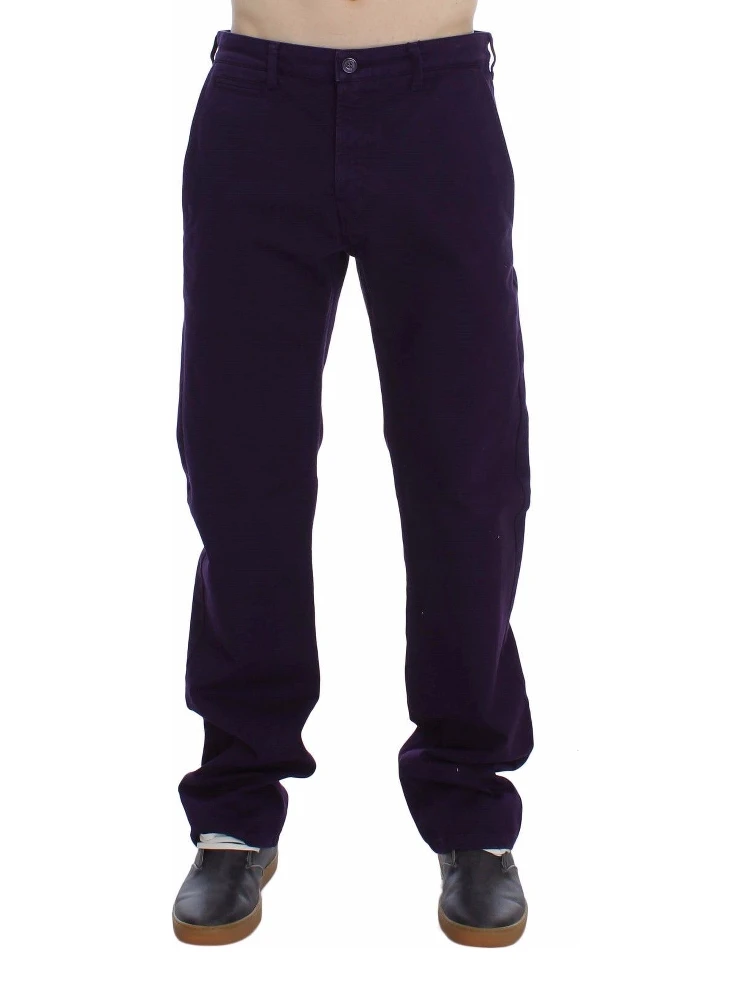 Purple Cotton Stretch Purple Fit  Pants