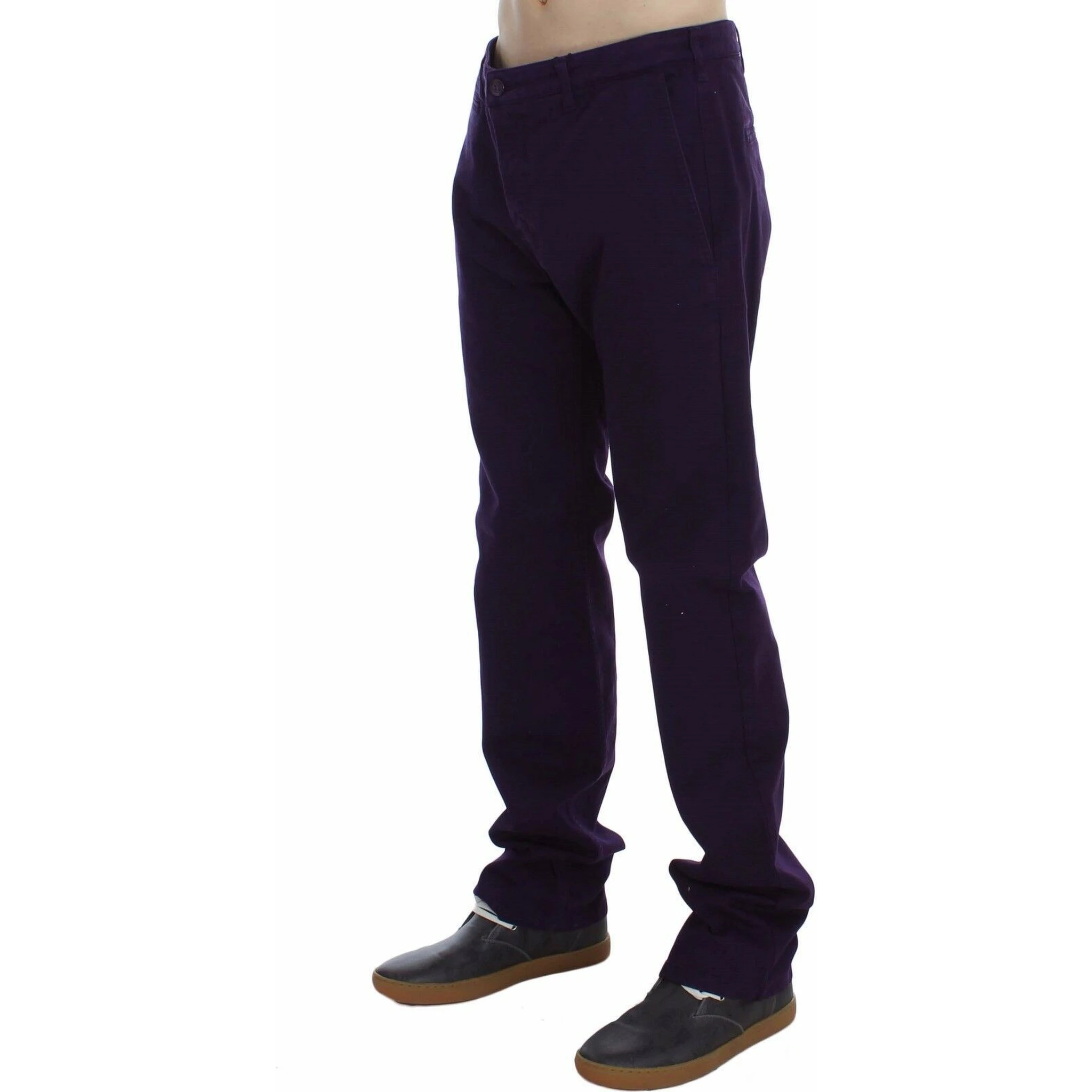 Purple Cotton Stretch Purple Fit Pants