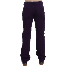 Purple Cotton Stretch Purple Fit  Pants
