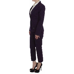 Purple Striped Stretch Coat Blazer Pants Suit