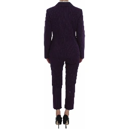 Purple Striped Stretch Coat Blazer Pants Suit