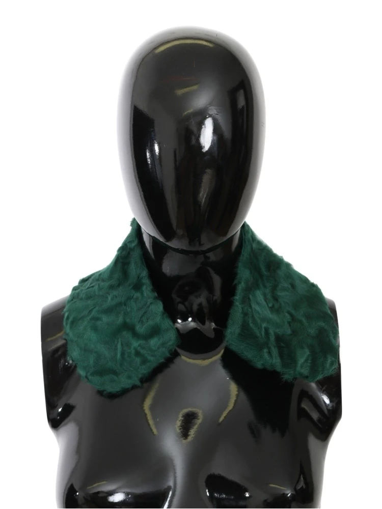 Green Fur Shoulder Collar Wrap Lambskin Scarf