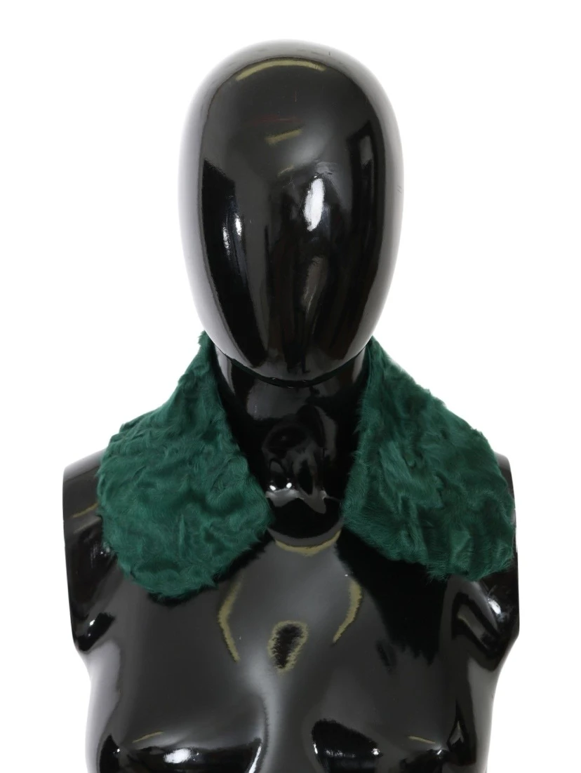 Green Fur Shoulder Collar Wrap Lambskin Scarf