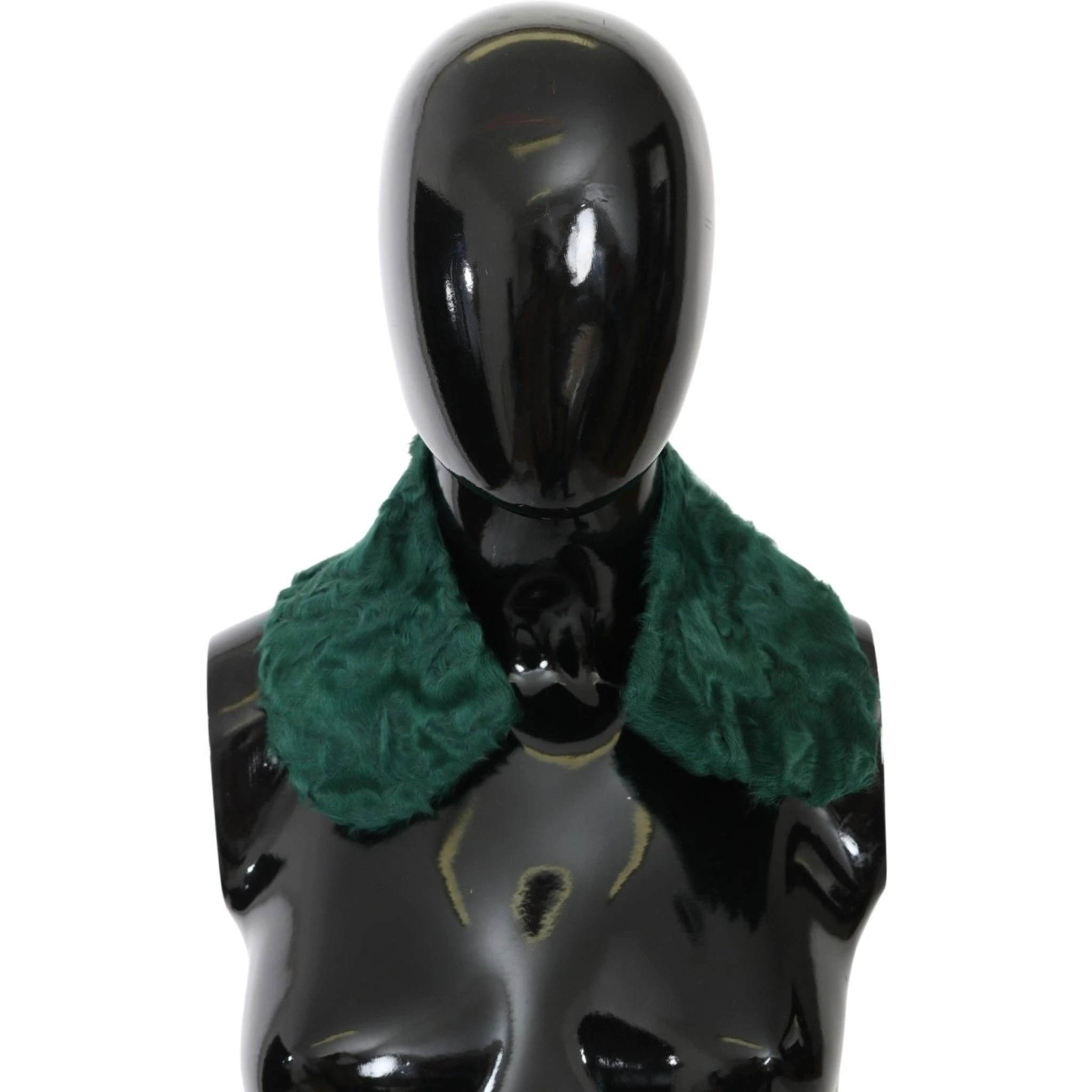 Green Fur Shoulder Collar Wrap Lambskin Scarf