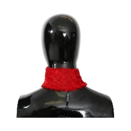 Red Fur Neck Collar Wrap Lambskin Scarf