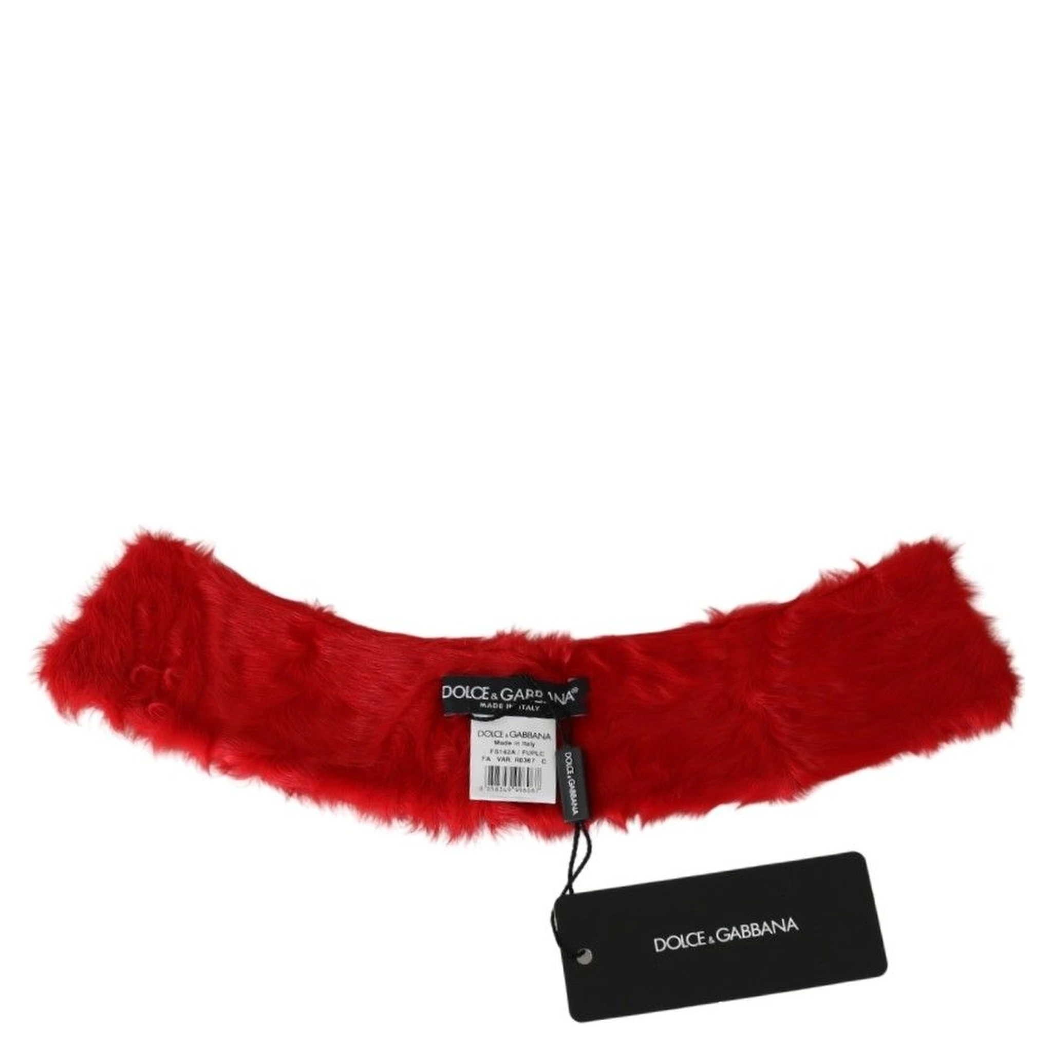 Red Fur Neck Collar Wrap Lambskin Scarf