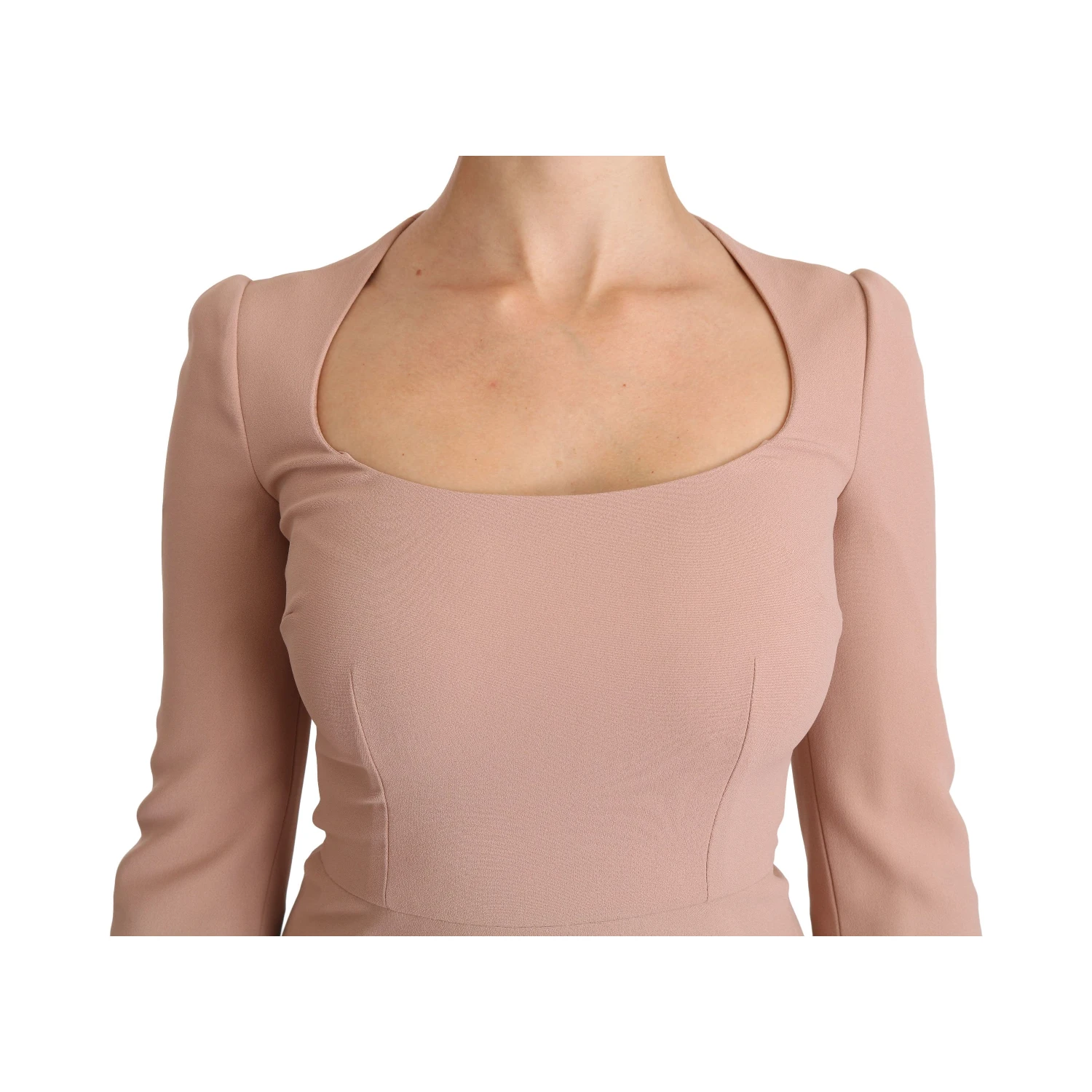 Pink 3/4 Sleeves A-line Viscose Dress