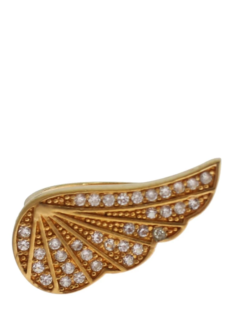 Womens Clear CZ Gold 925 Silver Authentic Ring