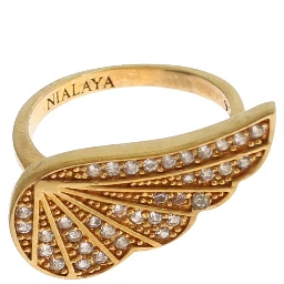 Womens Clear CZ Gold 925 Silver Authentic Ring