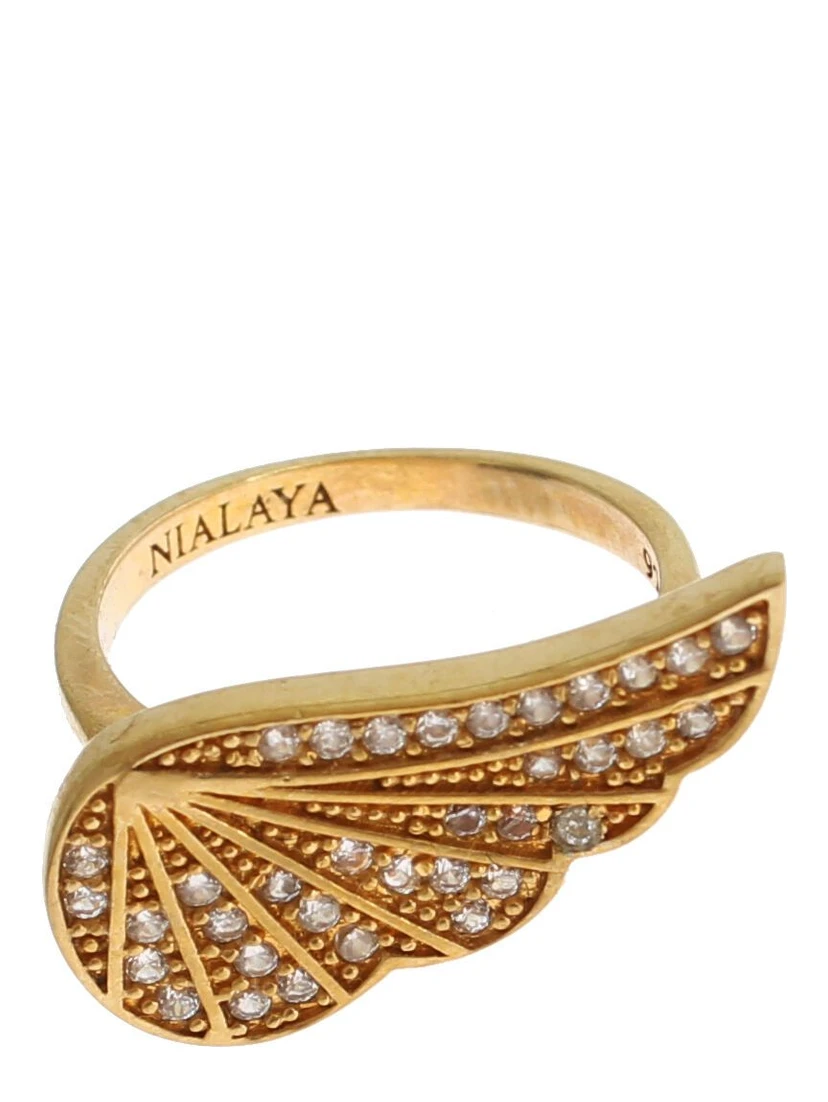 Womens Clear CZ Gold 925 Silver Authentic Ring