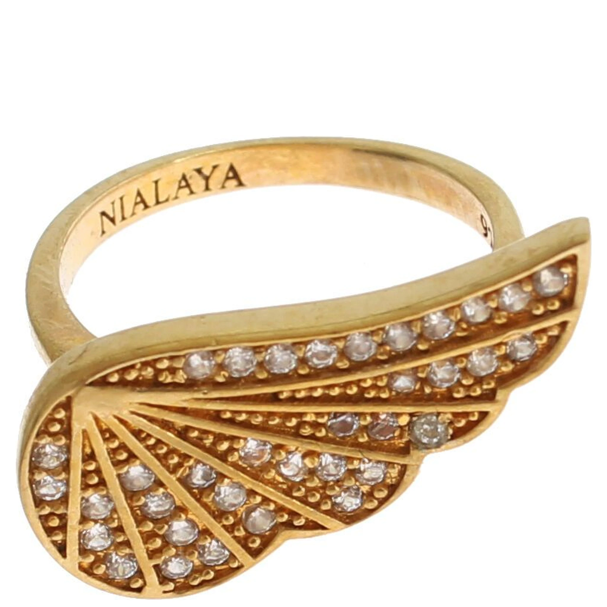 Womens Clear CZ Gold 925 Silver Authentic Ring