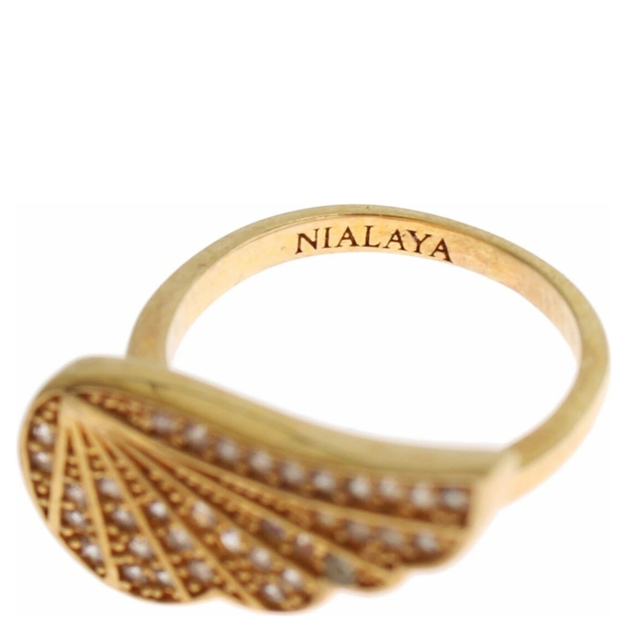 Womens Clear CZ Gold 925 Silver Authentic Ring