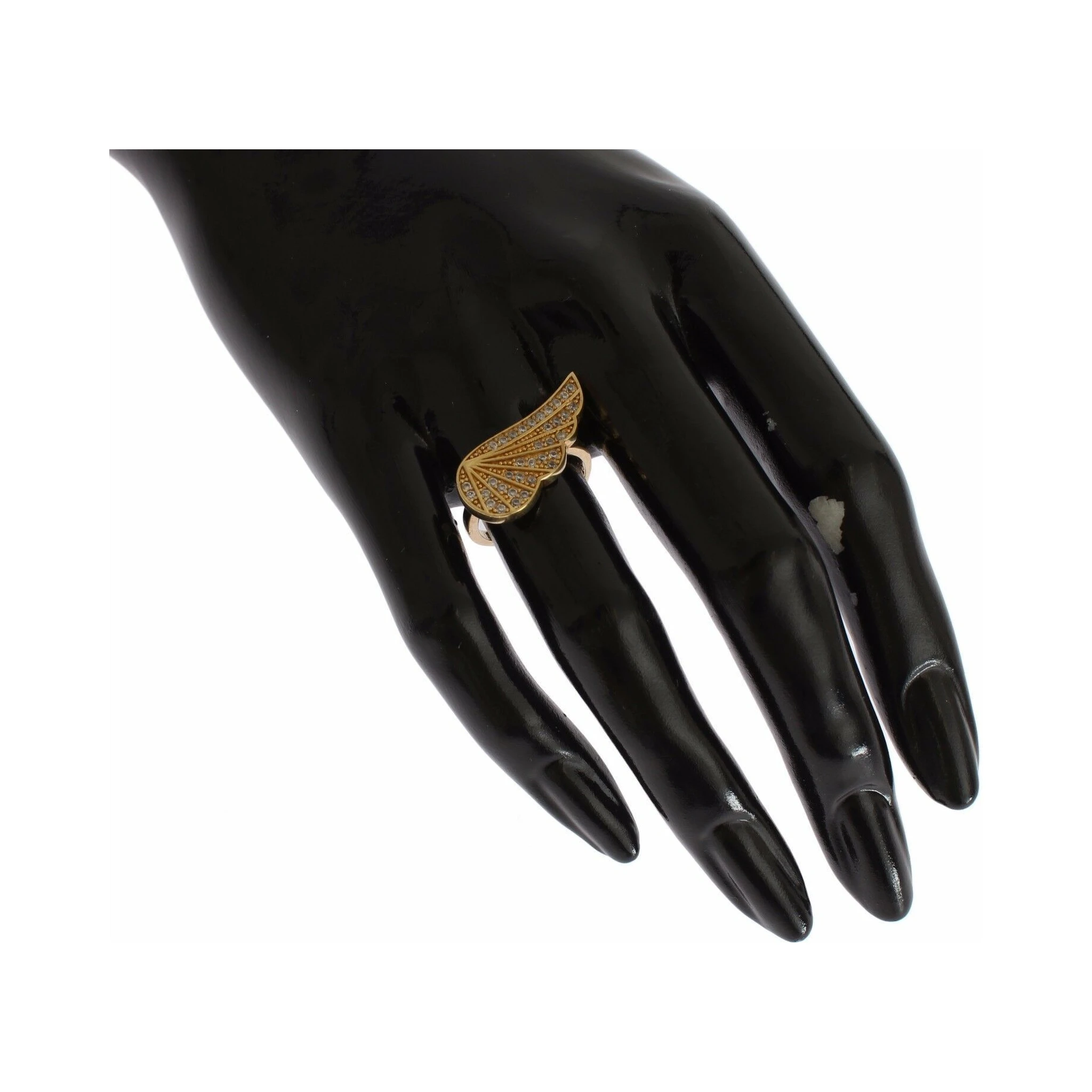 Womens Clear CZ Gold 925 Silver Authentic Ring