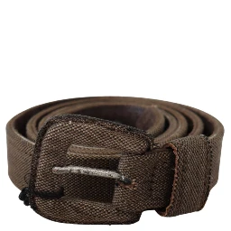 Brown Leather Logo Buckle Waist Belt