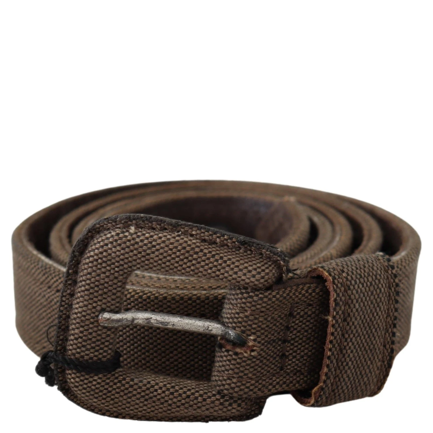 Brown Leather Logo Buckle Waist Belt