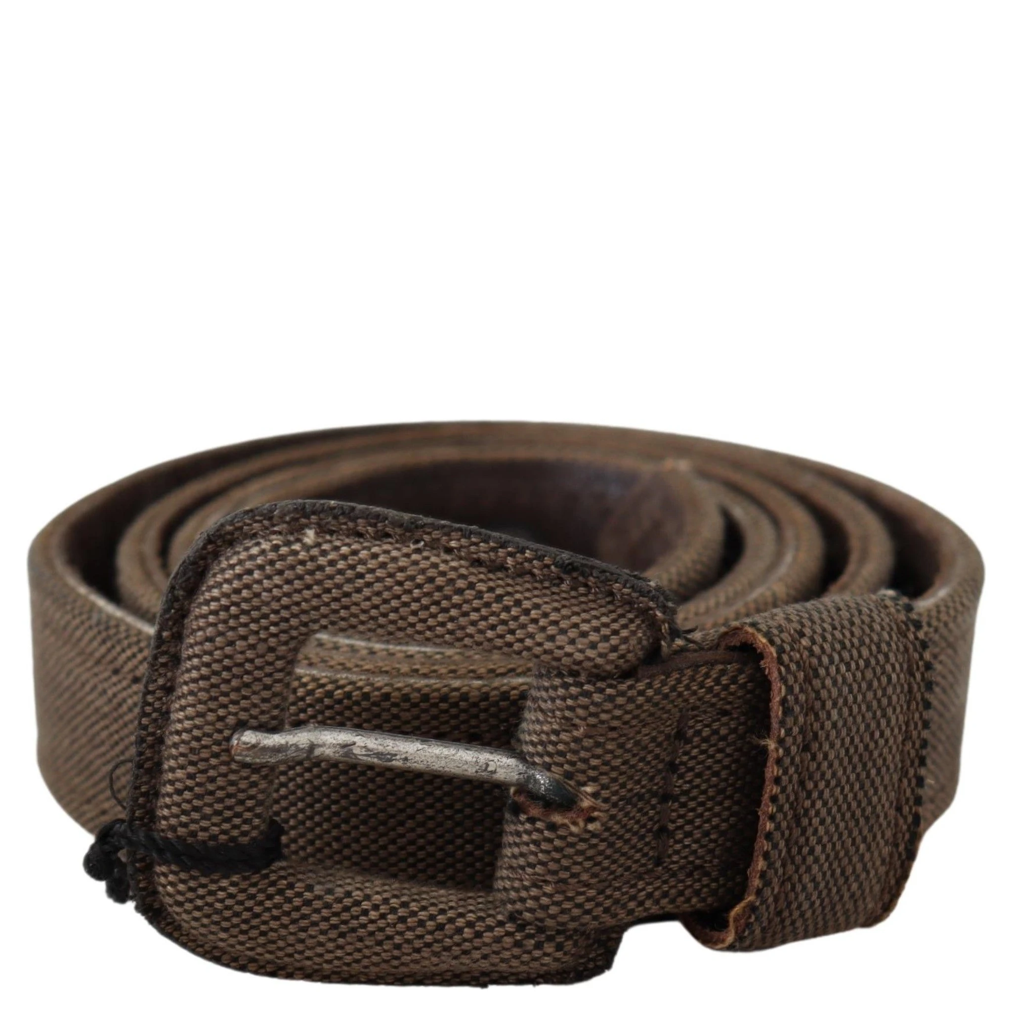Brown Leather Logo Buckle Waist Belt