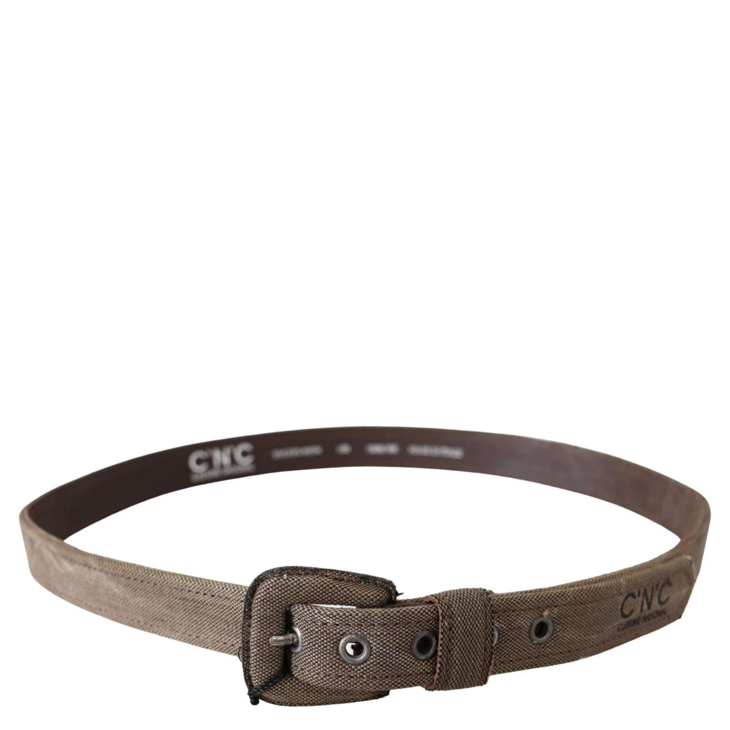 Brown Leather Logo Buckle Waist Belt