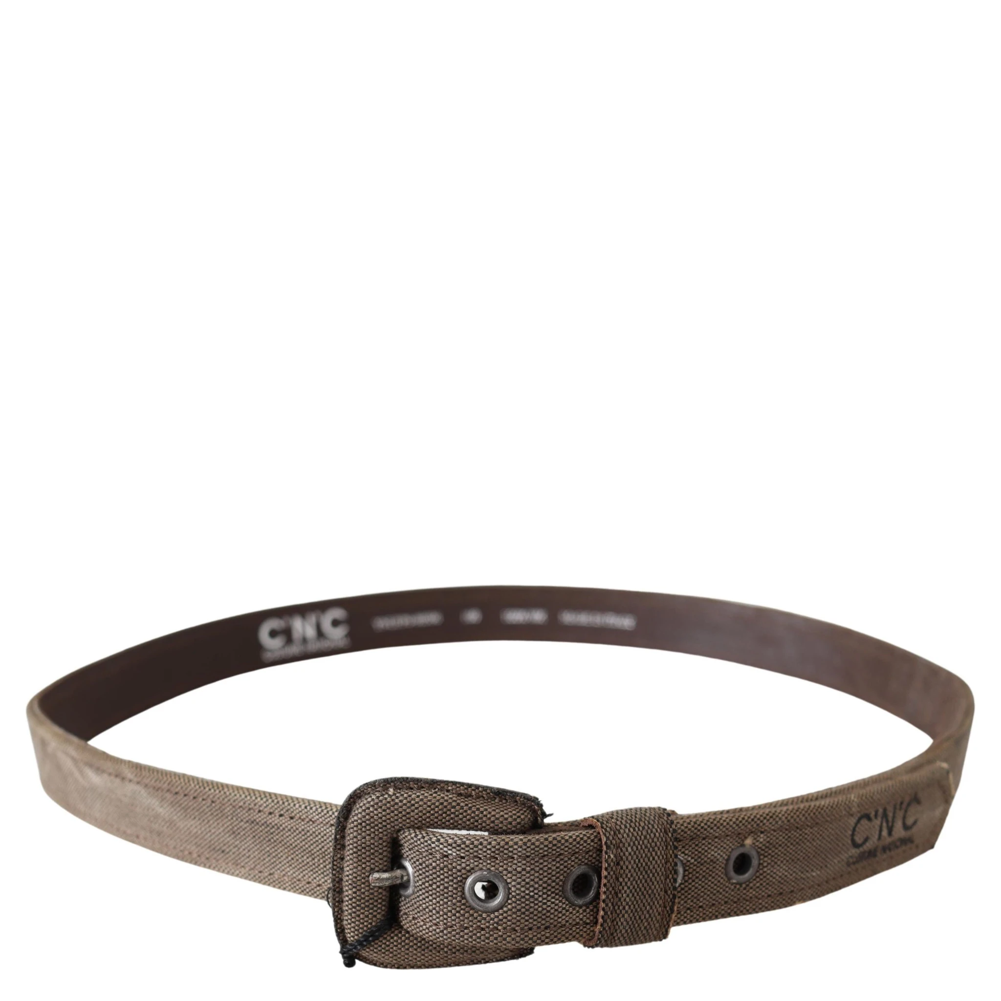 Brown Leather Logo Buckle Waist Belt