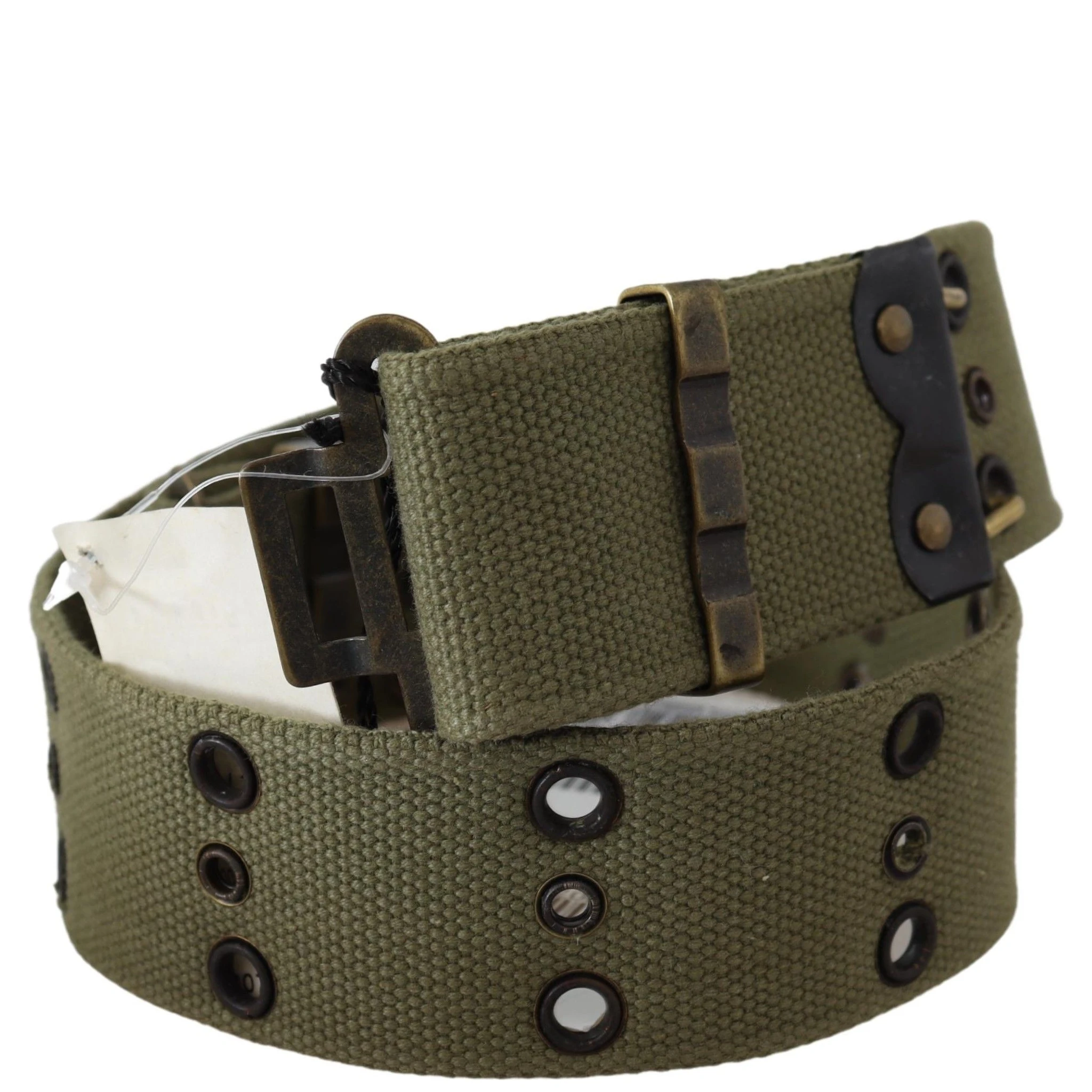 Green 100% Cotton Rustic Bronze Buckle Belt