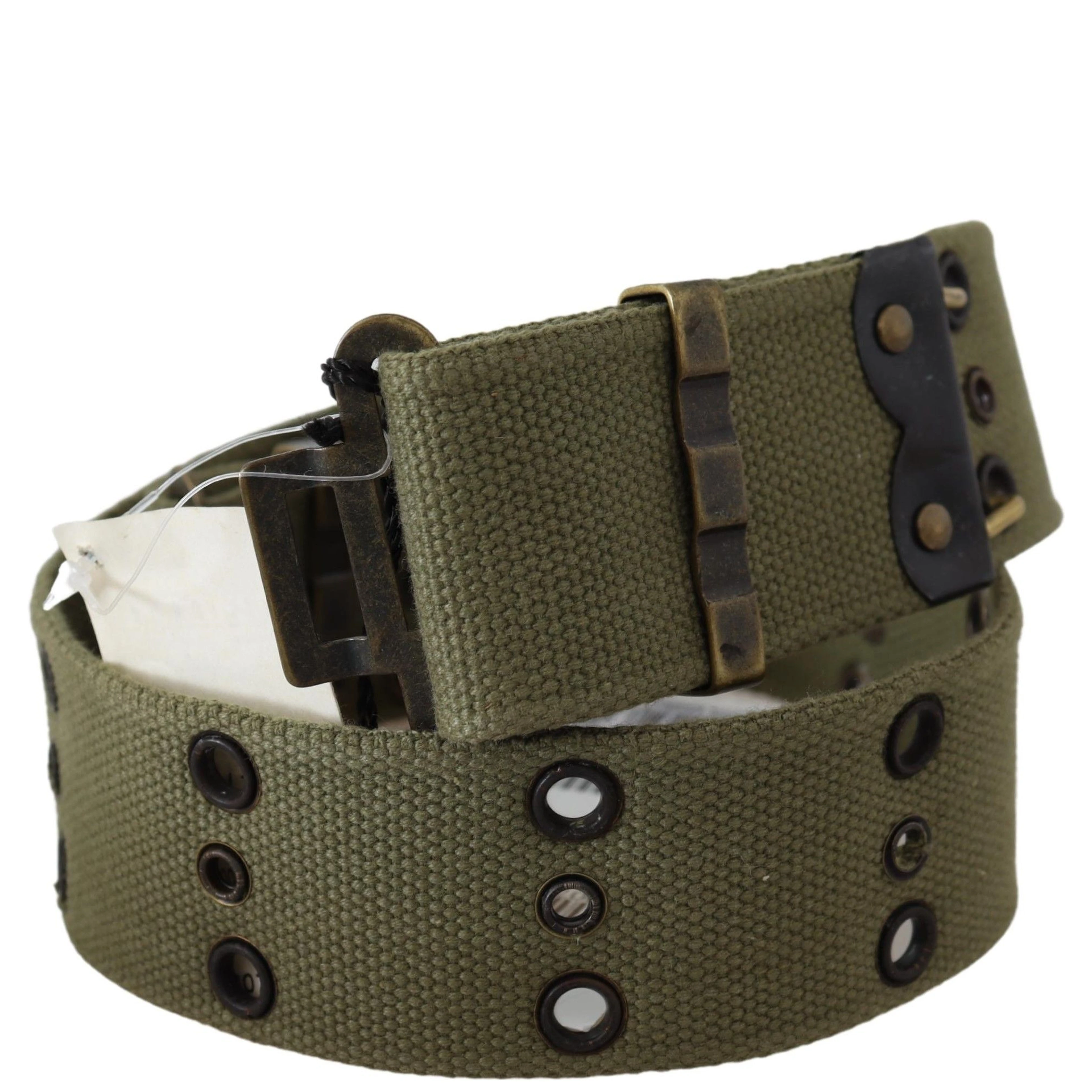 Green 100% Cotton Rustic Bronze Buckle Belt