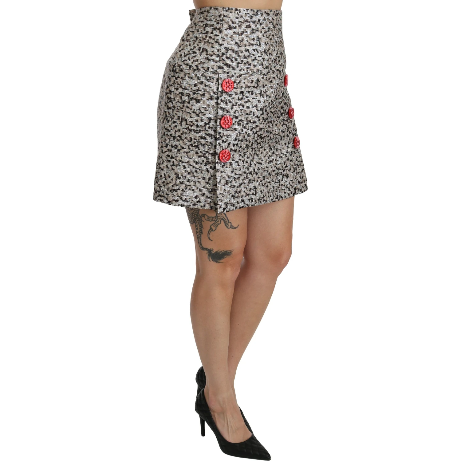 Silver Pattern A-line High Waist Skirt