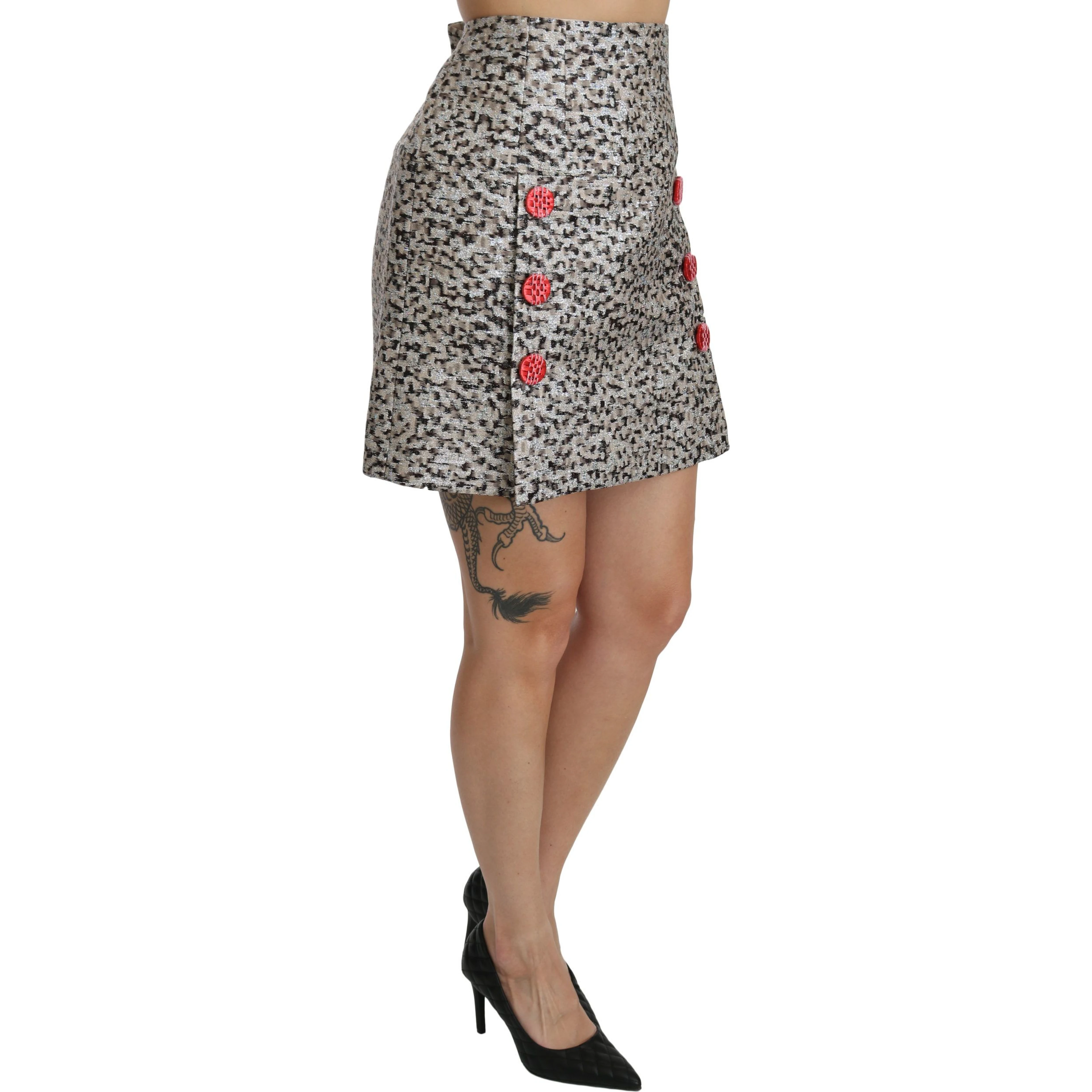 Silver Pattern A-line High Waist Skirt