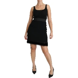 Black A-line High Waist Mini Viscose Skirt