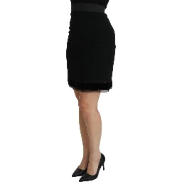 Black A-line High Waist Mini Viscose Skirt
