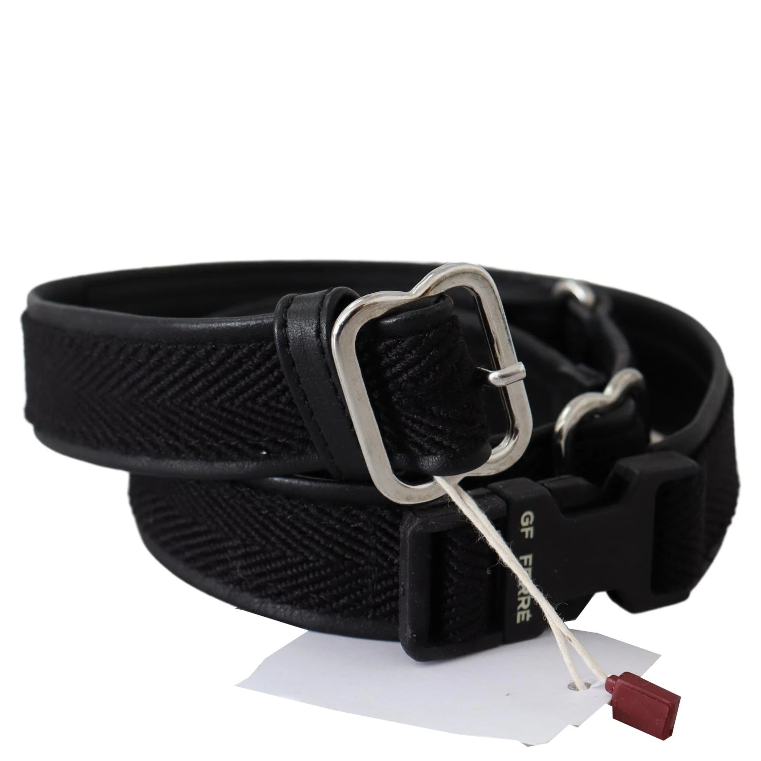 Black Leather Silver Chrome Metal Buckle Belt