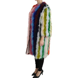 Multicolor Turkey Feather Cape Fur Coat