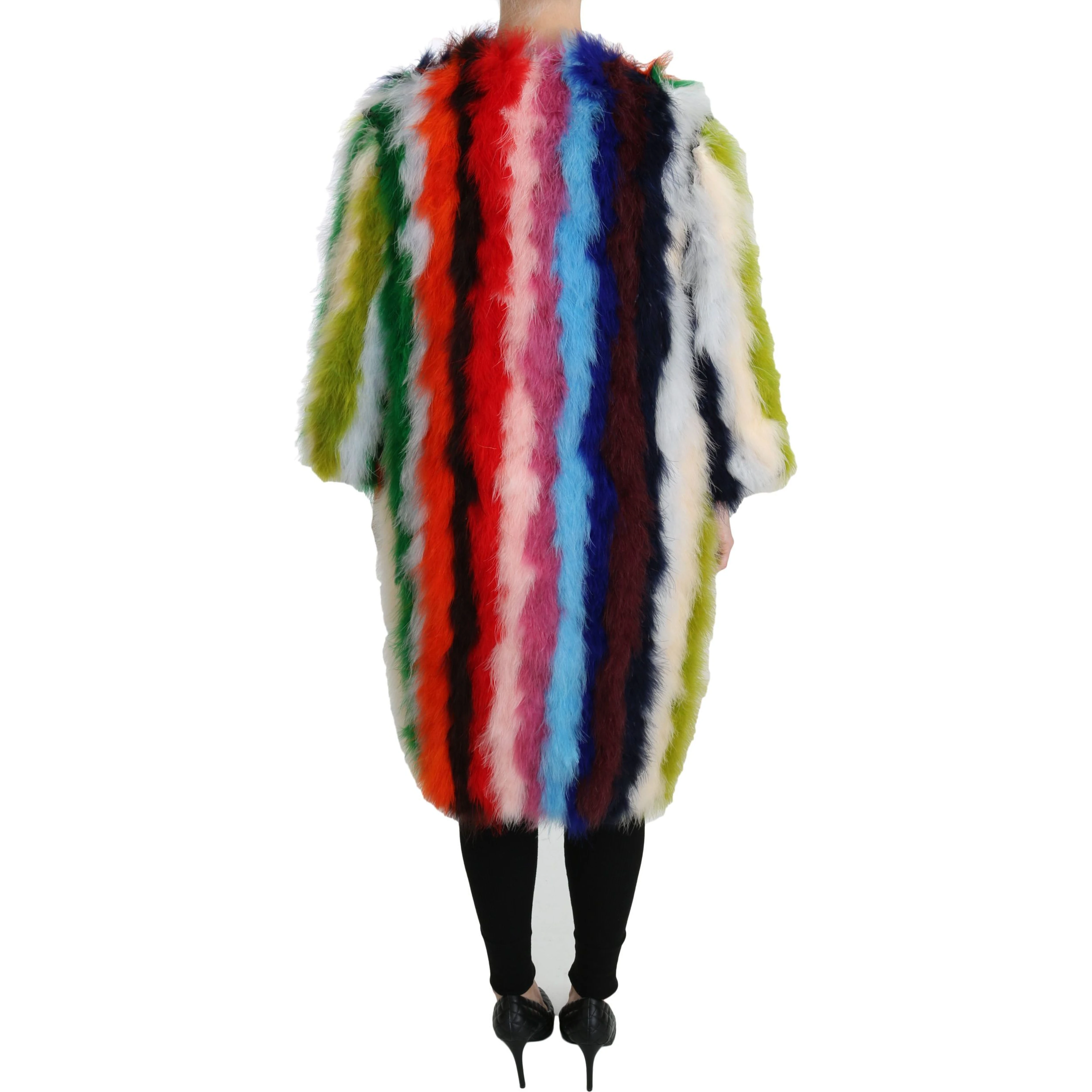 Multicolor Turkey Feather Cape Fur Coat